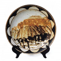<em>Mountain View,</em> decorated ceramic plate from Desert Series 1993-1994.