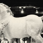 Artist Jay Lindsay enlarging the da Vinci Horse sculpture.